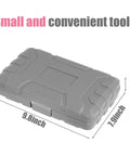 Gray carrying case for Pink 13 Piece Tool Set For Women Portable Mini Toolkit with size dimensions displayed.