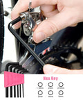 Using hex key from 25 Piece Pink Tool Set for Women Portable DIY Home Repair Kit with Beginner Friendly Tools for Easy Home Fixes on bike