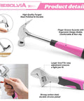 Pink 69 Piece Tool Kit For Women Portable Hand Tools Set hammer and wrench details