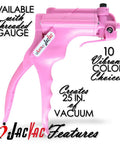 Pink JacVac Vacuum Pump Handle With NPT 1/8-27 Threads Optional Gauge for One Handed Operation up to 25 Inches of Mercury Vacuum
