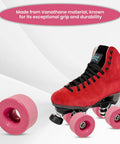 Velvet Indoor Roller Skate with Pink Vanathane Wheels, 55mm by 31mm, for Smooth Ride and Precision Bearings, Made in USA, Sure Grip