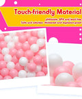 Close-up of 100 Ball Pit Balls for Kids, Plastic Balls for Ball Pit, Play Balls for Toddlers Babies in pink and white colors