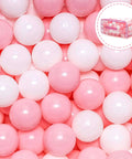 100 Ball Pit Balls for Kids, Plastic Balls for Ball Pit, Play Balls for Toddlers Babies, pink and white balls, close-up view