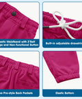 Toddler And Youth Knicker Baseball Pants For Boys And Girls MIVEI Pink Knee Length With Belt Loops Elastic Hem features detail