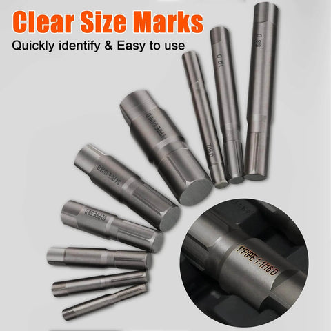 Heavy Duty Pro Grade 9 Piece Pipe Extractor Set For Damaged Pipes From One Eighth Inch To One Inch With Anti Slip Grip