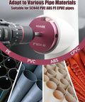 3 Inch SCH40 PVC Reamer used with a drill for deburring various pipe materials including PE, PVC, ABS, and CPVC.