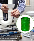 Pro Grade Professional Pipe Reamer And Deburring Tool Dual Sided Chamfer for 1/4 to 1-5/8 inch pipes shown in use with PVC pipe