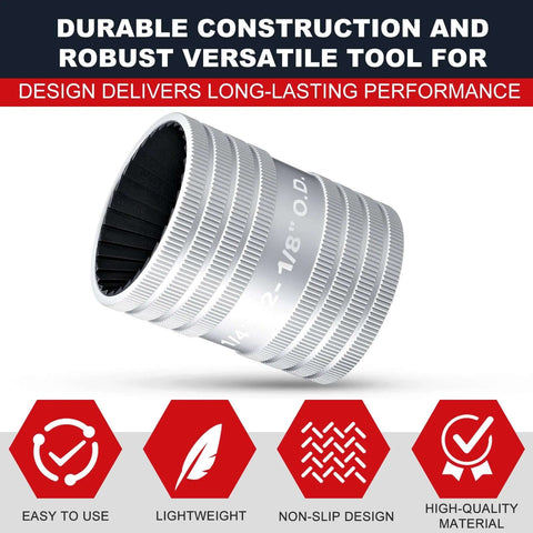 Pro Grade Pipe Reamer Tool For 1/4 To 2 1/8 Inch Tubing With Dual Inner Outer Reamers And 30 Cutting Edges Deburring Chamfer Tool
