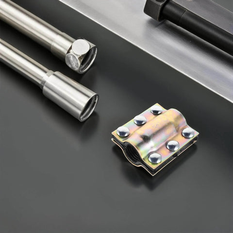 Universal Easy Install Waterproof Pipe Repair Clamp DN25x110 shown with stainless steel and black tubing components
