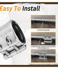 Emergency Pipe Repair Clamp Kit For Plastic And Metal Pipes Easy Install Leak Sealer Durable Heavy Duty DIY Friendly Quick Leak Stop Solution Silver shown installed on pipe