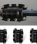 Three Piece Pipe Repair Clamp Kit For Leaks And Burst Water Pipes No Fuss Anti Impact Emergency Fix Clamp Set on black pipe