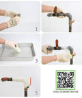 DIY Pipe Repair Kit With Fiberglass Wrap For Leaks And Plumbing Underwater Ready Permanent Fix With Epoxy Type When No Water Rubber Type For Live Leaks Works On PVC And ABS Pipes Quick Home Or Emergency Repair, showing demonstration of repair process with gloves and pipes.