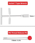 Emergency Pipe Water Stopper Kit With Hot Melt Seal Needle And Stop Pin showing T-wrench and M6 thread release pin sizes