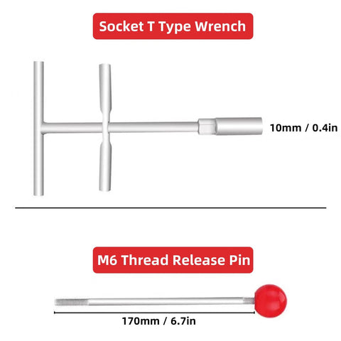 Emergency Pipe Water Stopper Kit With Hot Melt Seal Needle And Stop Pin showing T-wrench and M6 thread release pin sizes
