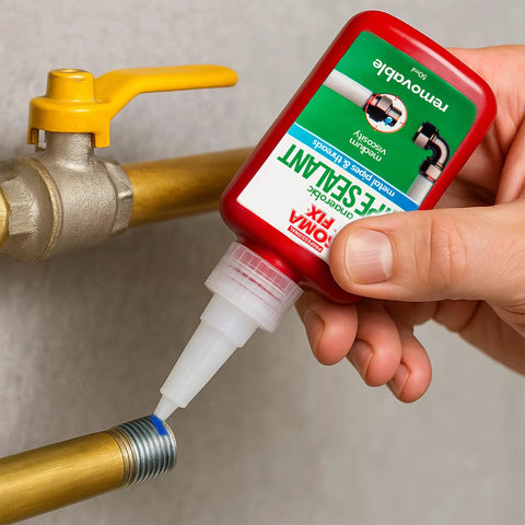 Applying Pipe Thread Sealant For Metal Pipes And Threaded Fittings With Anaerobic Cure Medium Viscosity For High Pressure