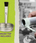 Leak Free Pro Grade Pipe Thread Sealant with Soft Set Formula being applied with included brush cap for gas, water, oil.