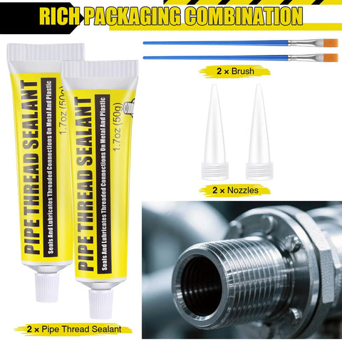 Soft Set Pipe Thread Sealant For Leak Proof Plumbing And HVAC Installations With 2 Brushes Non Hardening Paste For Metal And Plastic In One 1-3/4 Ounce Tube Temperature Range Minus 100 F To 600 F Drip Resistant And Easy To Apply Threlaco