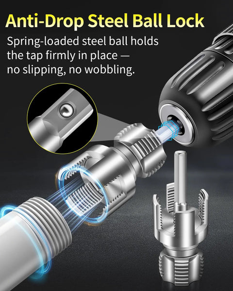 Anti-drop feature of Dual Function Pipe Threading Tool Set For PVC Pipes Half Inch Three Quarter Inch One Inch Internal And External Threads