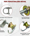 Rolling Gate Hardware Kit for Farm Fence and Sliding Gates with 6 Inch Pipe Track Rollers Detail, Stainless Steel U-Shaped Parts