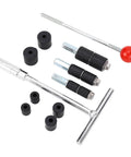 Pro Grade Pipe Water Stopper Kit With Stainless Steel Seal And Silicone Gaskets, wrench tools, and rubber components for leakage repair.