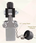 Beefed Up Pitman Arm Puller With Adjustable Jaws for cars and light trucks showing 11-inch chain and swivel point adaptor