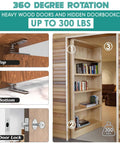 Hidden Pivot Door Hinges For Wood Rooms And Bookcases, Heavy Duty Hidden Door System with lock and 360 Degree Rotation