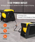Pivoting Utility Fan 600 CFM High Velocity Floor Blower for Drying Cooling Ventilation and Exhaust, 10 ft power cord, 115V outlet shown