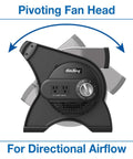 Side view of Pivoting Utility Fan For Home Job Site And Workshop By Air King with 3 speeds, in 11.25 inch ABS plastic body.