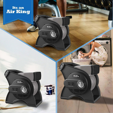 Pivoting Utility Fan For Home Job Site And Workshop By Air King With 3 Speeds 11.25 Inch ABS Plastic Body Grounded Outlets