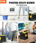 Pivoting Utility Fan 600 CFM High Velocity Floor Blower showing indoor use for drying and cooling in various home settings.
