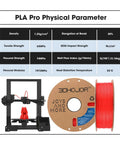 PLA Pro PLA Plus 1.75mm Filament Red 1kg Cardboard Spool High Strength Low Shrinkage Clog Free, with 3D printer setup.