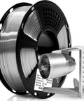 Filamento PLA in seta da 1,75 mm per 3D , colore argento metallizzato lucido, bobina da 1 kg con model un piccolo model di motore a reazione 3D .