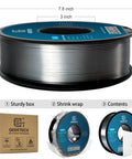 Filamento PLA Silk da 1,75 mm per 3D , argento metallizzato lucido, bobina da 1 kg con Tolerance dimensionale di 0,02 mm; confezione mostrata