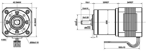 27:1 Planetary Gearbox Nema 17 Stepper Motor DIY CNC Hobby Camera Robotics technical drawing with dimensions.