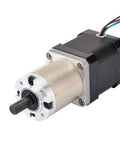 51:1 Planetary Gearbox High Torque Nema 17 Stepper Motor Precision Camera DIY, metal and plastic, wires attached, side view