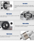 Close-up of Right Angle Planetary Gearbox For Nema23 Stepper Motor 7:1 Reducer 14mm Output showing features and specifications