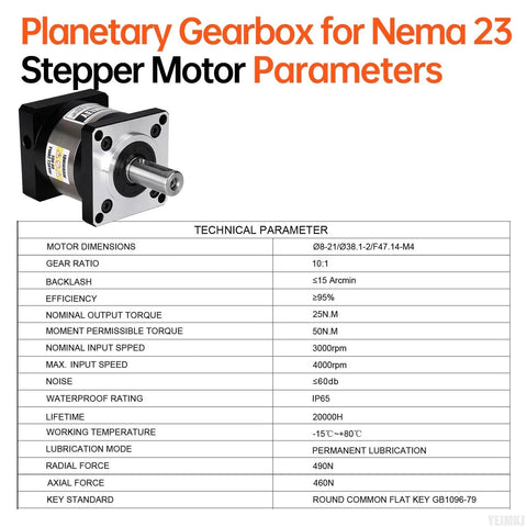 Ratio 10:1 Planetary Gearbox for Nema 23 Stepper Motor 57-67mm Backlash 15 arcmin Input Shaft 21mm φ8mm planetary reducer
