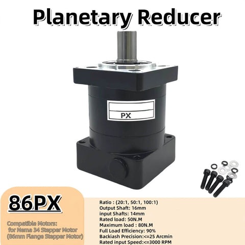 Planetary Gearbox Speed Reducer Ratio 50:1 Backlash <25 arc-min 3000RPM Gear Head 14mm Input Shafe for Nema 34 Stepper Motor