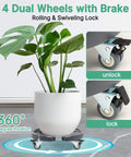 Round Dolly with Wheels Heavy Duty, Adjustable Pot Dolly 16-20 Inch, Large Plant Mover Indoor Outdoor, Muti Functional Rolling Dolly for Trash Can, Keg, Drum, Barrel designed for smooth motion and stable alignment in automation and mechanical, featuring dual wheels with brake.