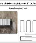 40 Piece Plantation Shutter Repair Kit With Replacement Louvers Staples For Window Blinds Tilt Rods Operable Silver Indoor Louver Staples Tools Repair showing staples and knife.