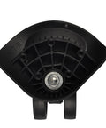 Front view of 360 Degree Swivel Replacement Wheels For Luggage And Suitcases, Size 3.1 By 3.5 By 2.2 Inch, Universal Draw Bar Box Accessory, Plastic Black Wheel With Smooth 360 Degree Rotation For Easy Maneuvering