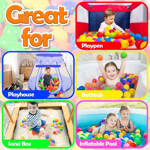 Play Balls for Ball Pit, Plastic Crush Proof, Phthalate & BPA Free, Assorted Colors (200 Balls) used in playpen, bathtub, and more
