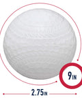 Close-up of MLB Plastic Baseballs - 8 Pack showing size and perforation details.