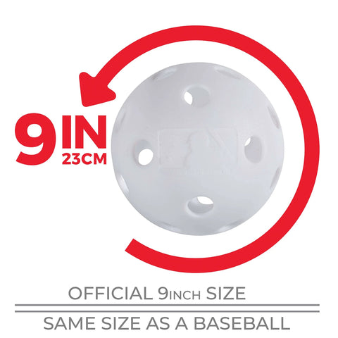 Franklin Sports Plastic Baseballs - Indestruct-A-Ball Plastic Batting Practice Baseballs, MLB Official Size 9 inch, 6 Pack, White