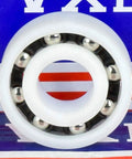 Front view of 6002-2RS Plastic Bearing - POM - SS316 Stainless Steel Balls - Food Grade - 15x32x9mm.