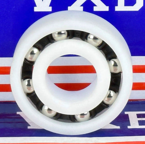 Front view of 6002-2RS Plastic Bearing - POM - SS316 Stainless Steel Balls - Food Grade - 15x32x9mm.