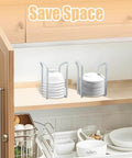 2 Pcs Bowl Rack for Kitchen Cutlery, Retractable Plastic Dish Rack with bowls and plates stacked in kitchen cabinet