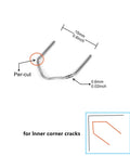 Automotive Plastic Bumper Repair Staples Kit 0.6mm Outside Corner Hot Staples Stainless Steel 500 Pack shown single staple with measurements