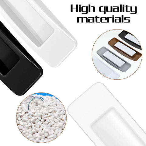 8 Pcs Plastic Cabinet Drawer Handles Self Adhesive 4 Color Set, close-up of materials and color options in white, black, brown, gray