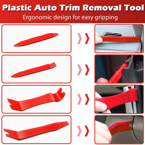 7 Piece Car Trim Removal Tool Kit With Non Scratch Plastic Pry Tools And Fastener Clip Pliers For Auto Interior Panel Detachment